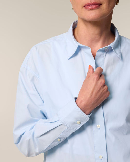 The Roselyn Poplin Hemd - Summer Blue
