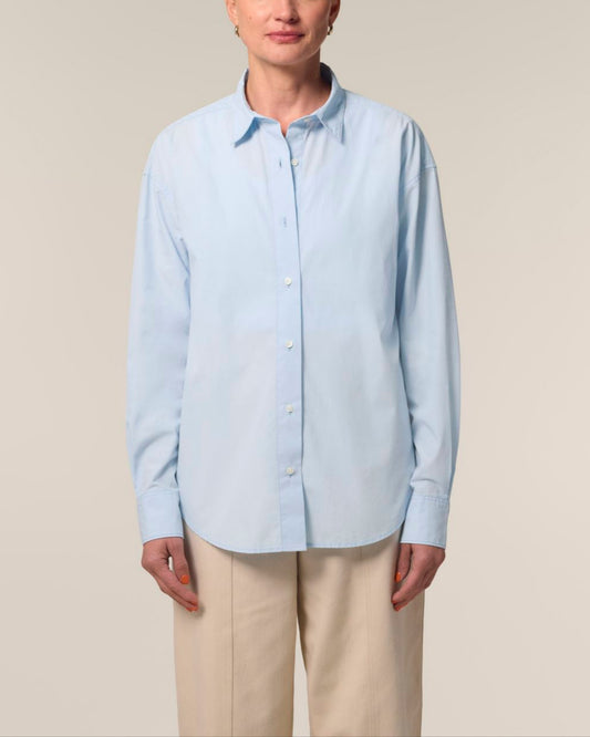 The Roselyn Poplin Hemd - Summer Blue