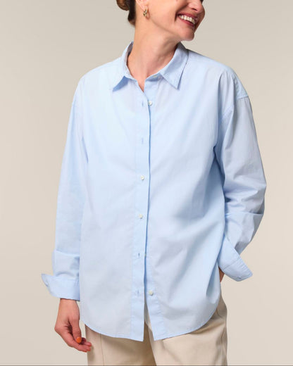 The Roselyn Poplin Hemd - Summer Blue