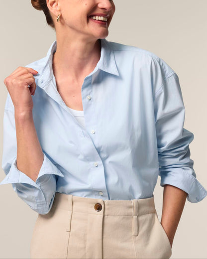 The Roselyn Poplin Hemd - Summer Blue